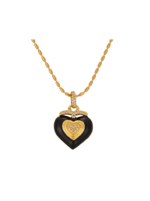 XP003 Gold Necklace Titanium Steel Enamel Heart Minimalist Necklace