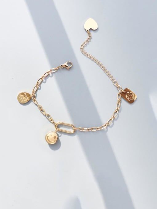Gold bracelet 15 cm Titanium 316L Stainless Steel Geometric Vintage Link Bracelet with e-coated waterproof