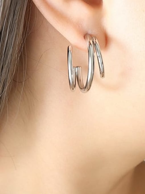 Steel color earrings (pair) Titanium Steel Geometric Vintage Stud Earring