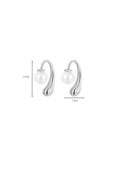 Clioro Brass Imitation Pearl Geometric Dainty Stud Earring 2