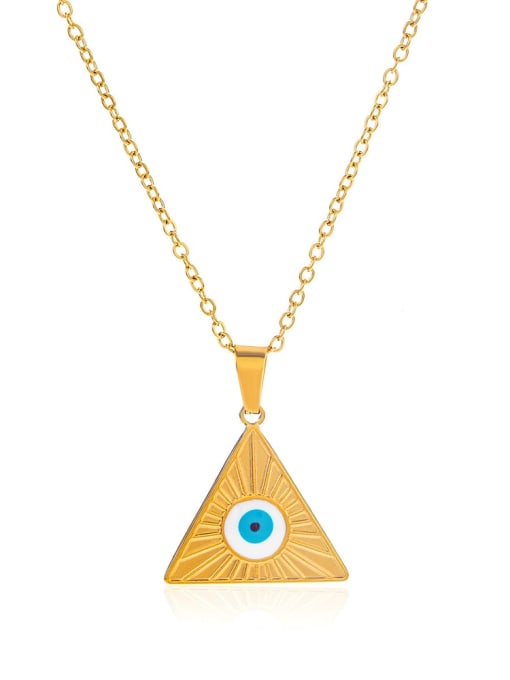 J$L  Steel Jewelry Stainless steel Enamel Evil Eye  Vintage Geometric Pendant Necklace 0