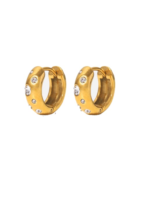 J&D Stainless steel Rhinestone Geometric Minimalist Huggie Earring 0