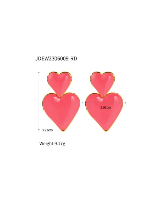 JDEW2306009 RD Stainless steel Enamel Heart Hip Hop Drop Earring