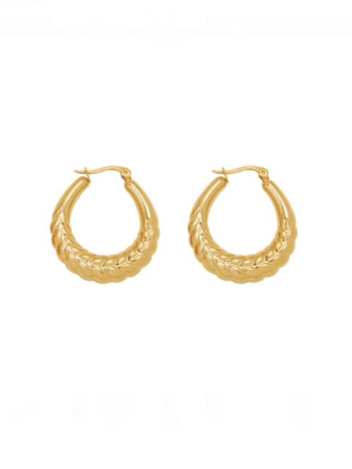 F563 golden ear Earrings Titanium Steel Geometric Vintage Hoop Earring
