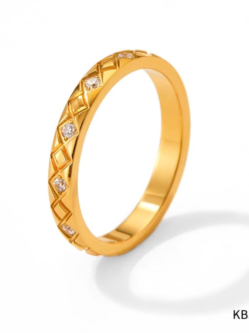 KBJ280 Gold Stainless steel Cubic Zirconia Geometric Trend Band Ring