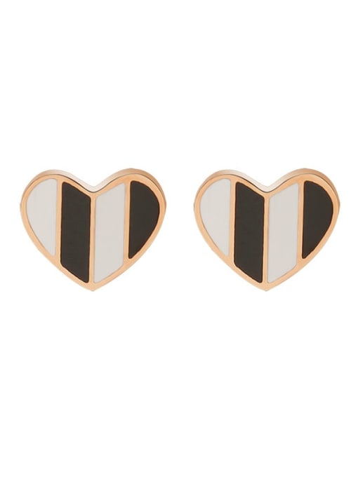 f412 Rose Gold Titanium 316L Stainless Steel Shell Heart Minimalist Stud Earring with e-coated waterproof