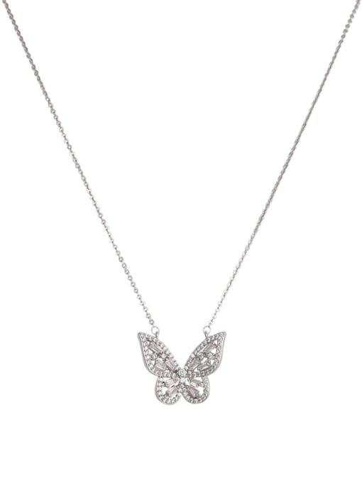 K.Love Titanium Steel Cubic Zirconia Butterfly Minimalist Necklace