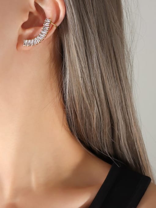 F190 gold Zircon Earrings Titanium Steel Cubic Zirconia Geometric Trend Stud Earring