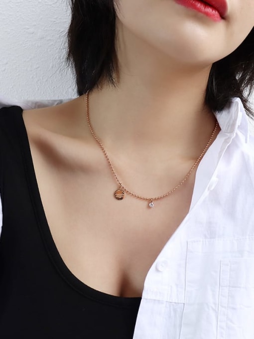 P601 rose gold small 40+5cm Titanium 316L Stainless Steel Geometric Minimalist Necklace with e-coated waterproof