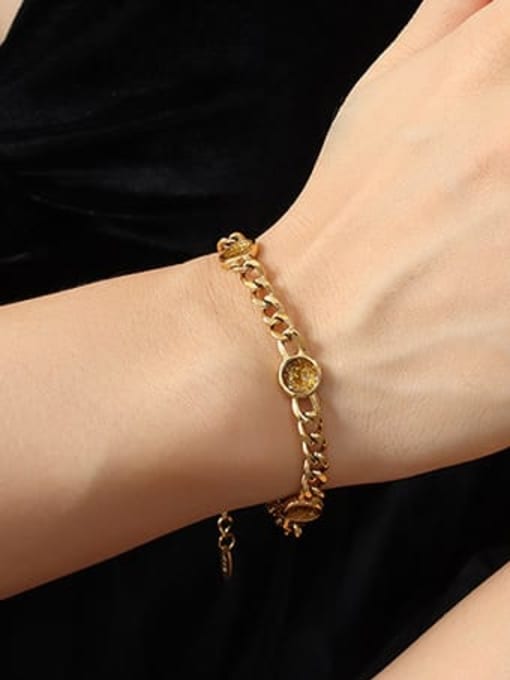 E359 Gold Bracelet (17+ 5) Titanium Steel Cubic Zirconia Vintage Geometric  Bracelet and Necklace Set