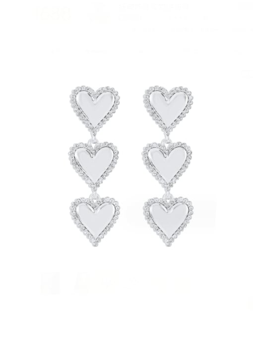 MeiDi-Jewelry Alloy Rhinestone Heart Trend Drop Earring 4