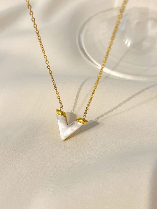 K.Love Titanium Steel Shell Letter Minimalist Necklace 2