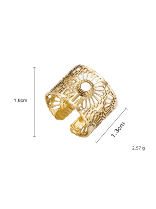YAYACH Stainless steel Shell Hollow Flower Vintage Band Ring 3