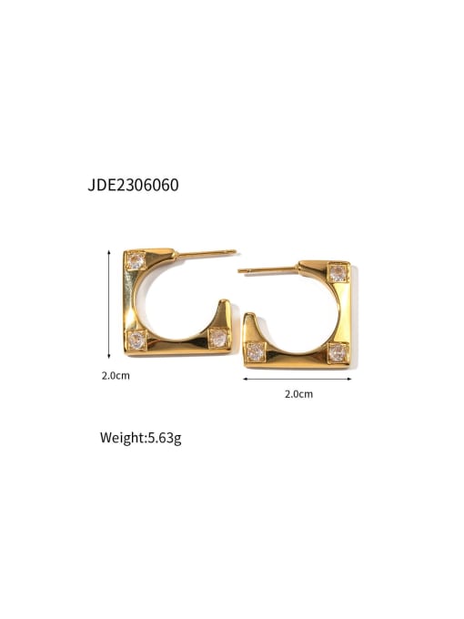 J&D Stainless steel Cubic Zirconia Geometric Trend Stud Earring 3