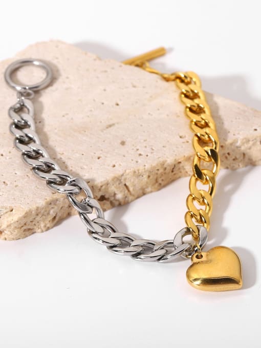J&D Stainless steel Heart Trend Strand Bracelet 1
