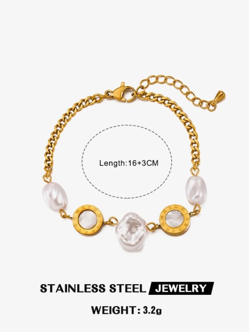 Gold round bracelet Stainless steel Shell Butterfly Minimalist Link Bracelet
