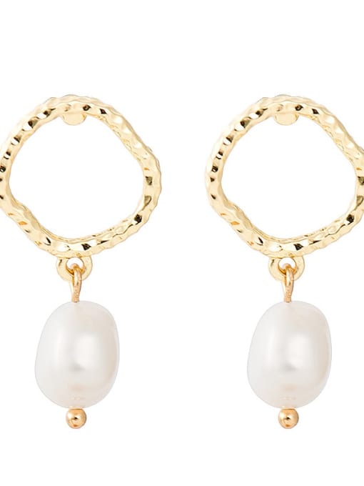 gold Creative Korean Pearl Earrings European and American temperament dumb gold geometric female Earrings