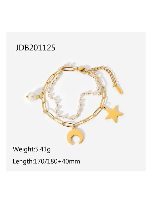J&D Stainless steel Imitation Pearl Star Moon Dainty Strand Bracelet 3