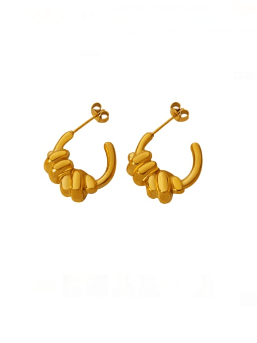 F015 Gold Earrings Titanium Steel Geometric Minimalist Stud Earring