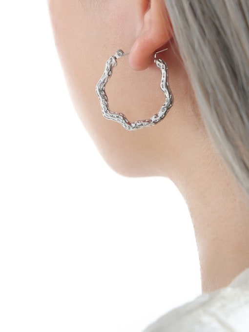 F922 Steel Color Earrings Titanium Steel Geometric Trend Hoop Earring