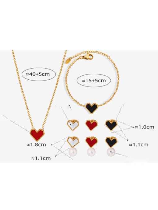 MAKA Titanium Steel Acrylic Minimalist Heart Earring Bracelet and Necklace Set 3