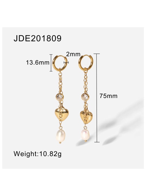 JDE201809 Stainless steel Freshwater Pearl Heart Dainty Drop Earring