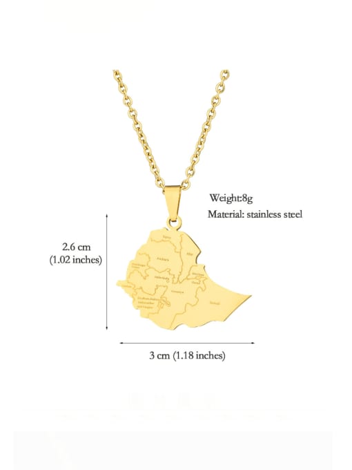 SONYA-Map Jewelry Stainless steel Irregular Hip Hop Map of Ethiopia Pendant Necklace 3