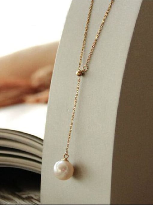 K.Love Titanium Imitation Pearl Round Minimalist Necklace 1
