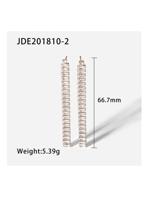 JDE201810 2 Stainless steel Cubic Zirconia Tassel Trend Threader Earring