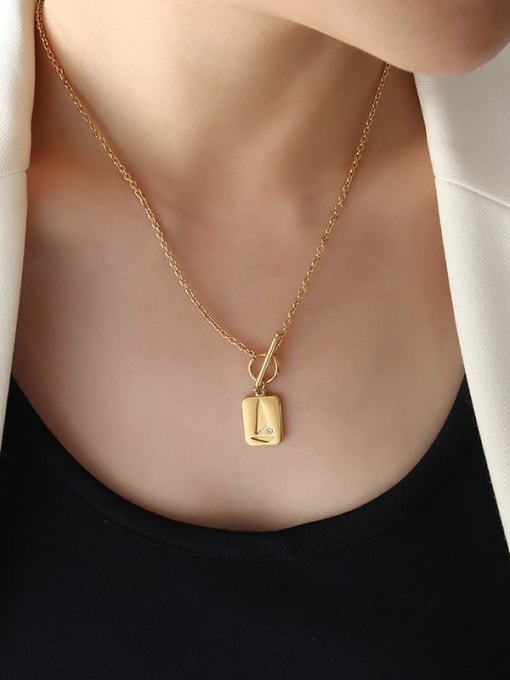 P1173 gold necklace 44cm Titanium Steel Geometric Trend Necklace