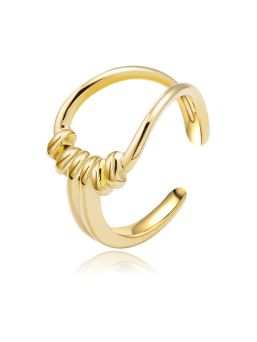 Gold Wide version twisted hollow three-dimensional smooth stainless steel ring