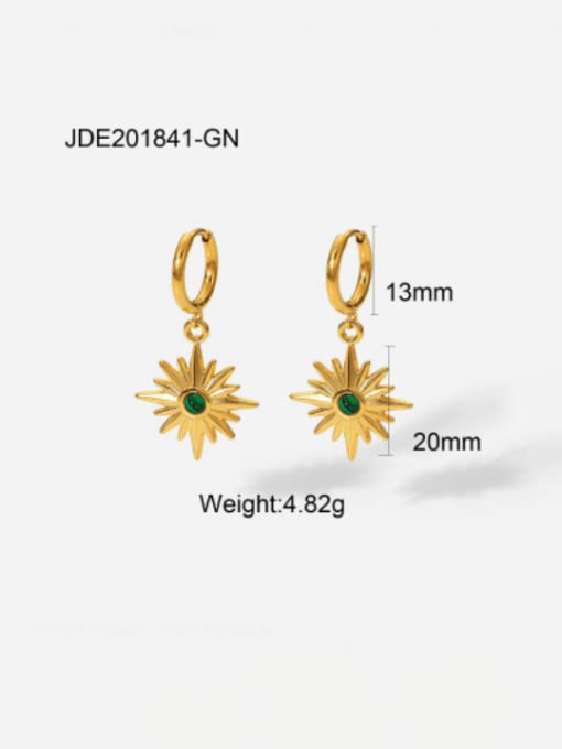 JDE201841 GN Stainless steel Natural Stone Butterfly Vintage Geometry  Huggie Earring