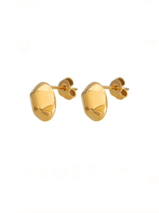 F059 Gold Earrings Titanium Steel Irregular Vintage Stud Earring