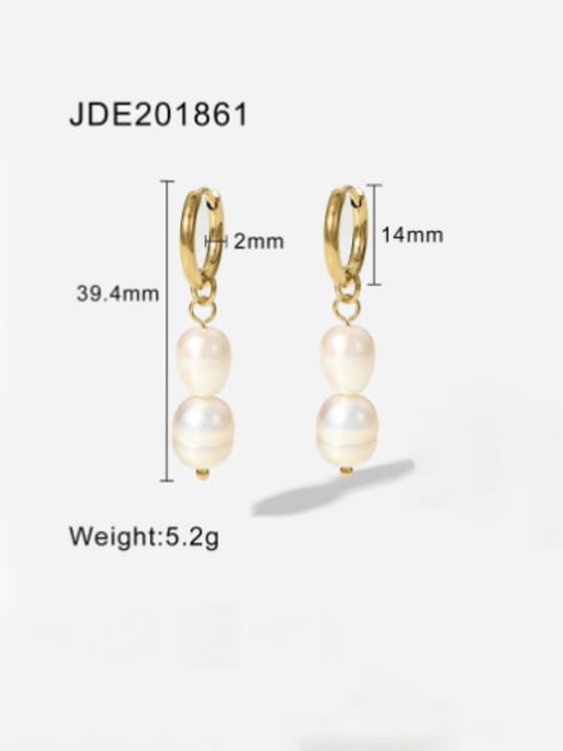 J&D Stainless steel Imitation Pearl Round Vintage Huggie Earring 2