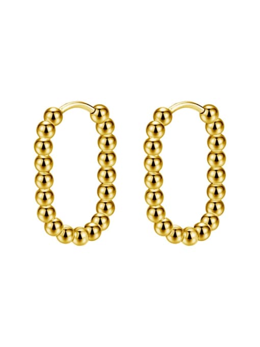 Steel Ball Oval Gold (Pair) Titanium Steel Geometric Trend Hoop Earring