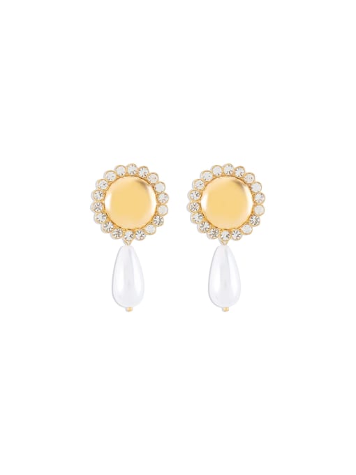 Clioro Alloy Imitation Pearl Flower Trend Stud Earring 0