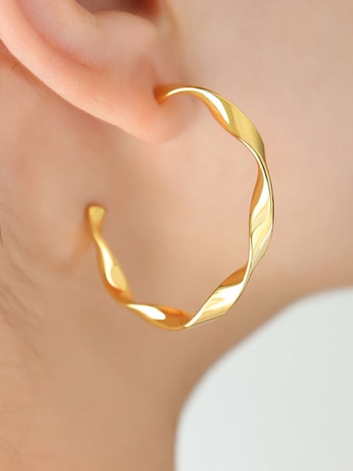 F292 Gold Earrings Titanium Steel Geometric Minimalist Hoop Earring