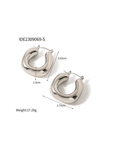 JDE2309069 S Stainless steel Geometric Hip Hop Huggie Earring