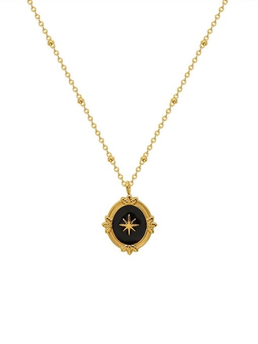 MAKA Titanium 316L Stainless Steel Enamel Geometric Vintage Necklace with e-coated waterproof 0
