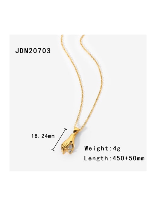 JDN20703 Stainless steel Cubic Zirconia Hand Of Gold Trend Necklace