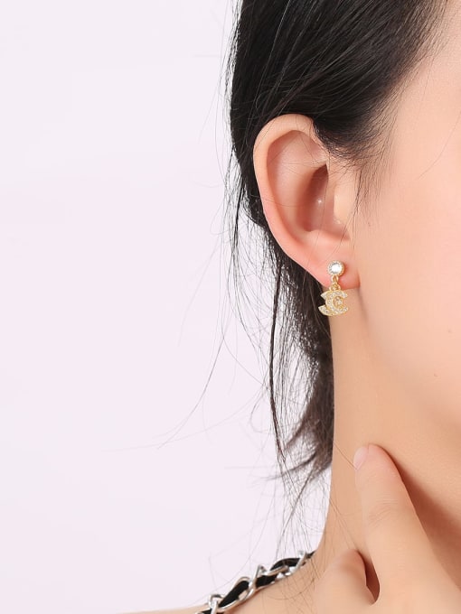 Clioro Brass Cubic Zirconia Geometric Trend Stud Earring 1