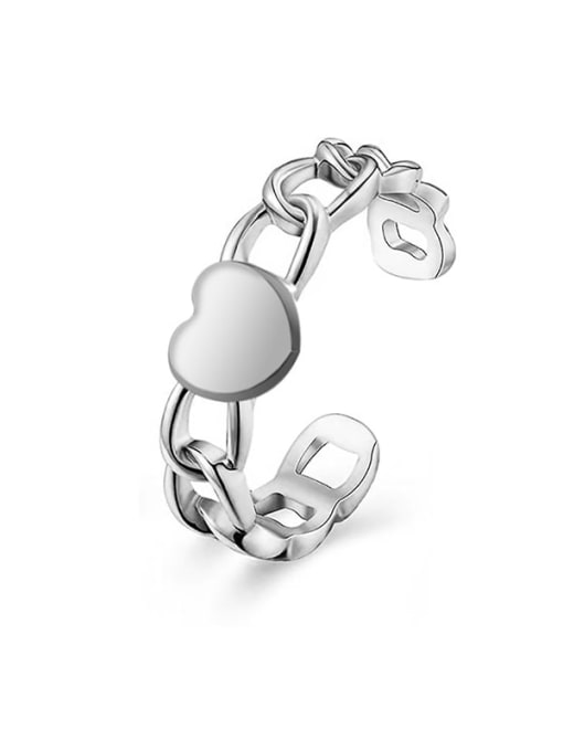Silver Love chain titanium steel ring