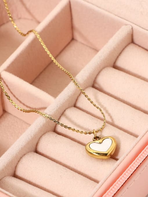 J&D Stainless steel Shell White Heart Trend Necklace 2