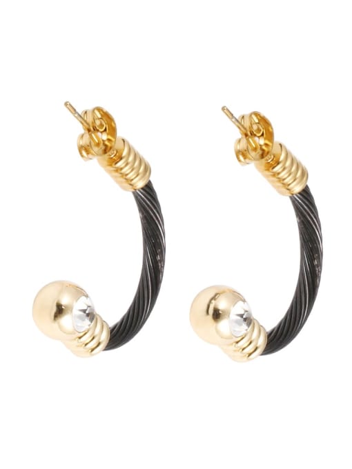 Black earrings Stainless steel Vintage Geometric Cubic Zirconia Ring Earring And Bracelet Set