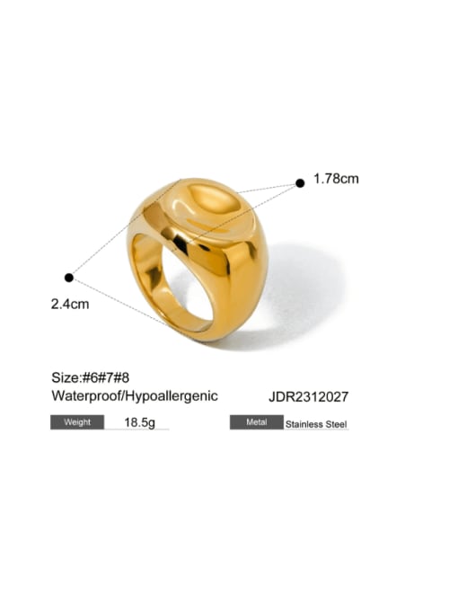 JDR2312027  gold Stainless steel Geometric Hip Hop Band Ring