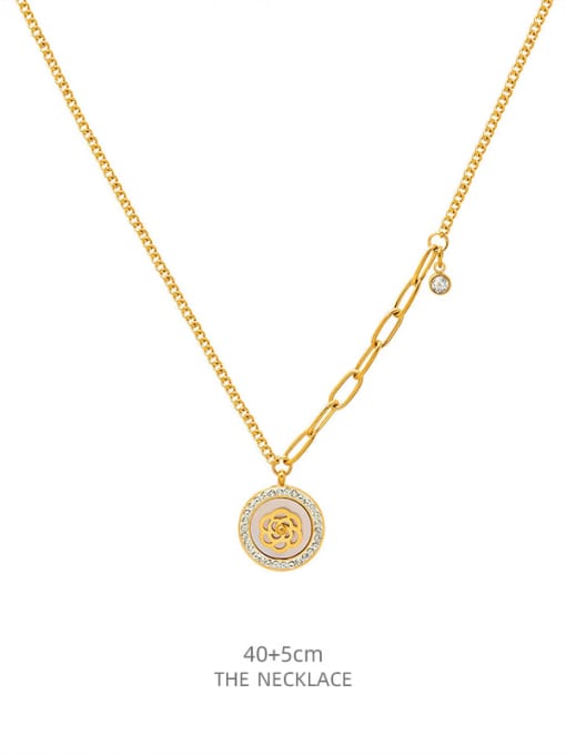 gold Titanium 316L Stainless Steel Shell Flower Minimalist Necklace with e-coated waterproof