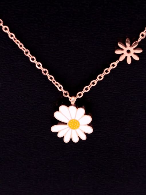 K.Love Titanium Enamel Flower Minimalist Necklace 1