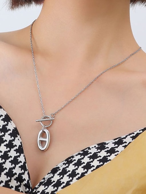 P887 Steel Necklace 52cm Titanium Steel Minimalist Geometric  Earring and Necklace Set