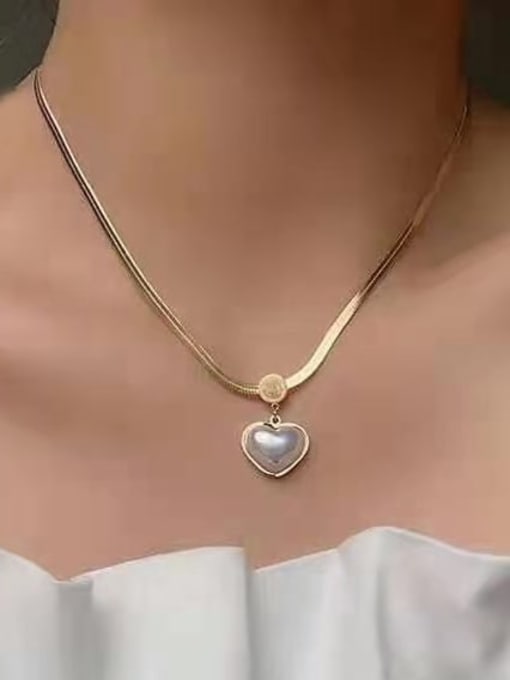 K.Love Titanium Steel Heart Minimalist Snake bone chain Necklace 1
