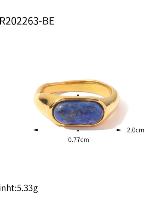 JDR202263 BE Stainless steel Natural Stone Geometric Vintage Band Ring